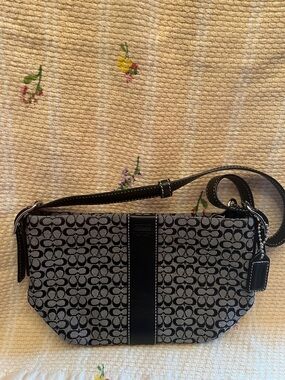 Coach Black and Gray Signature Jacquard Crossbody Bag